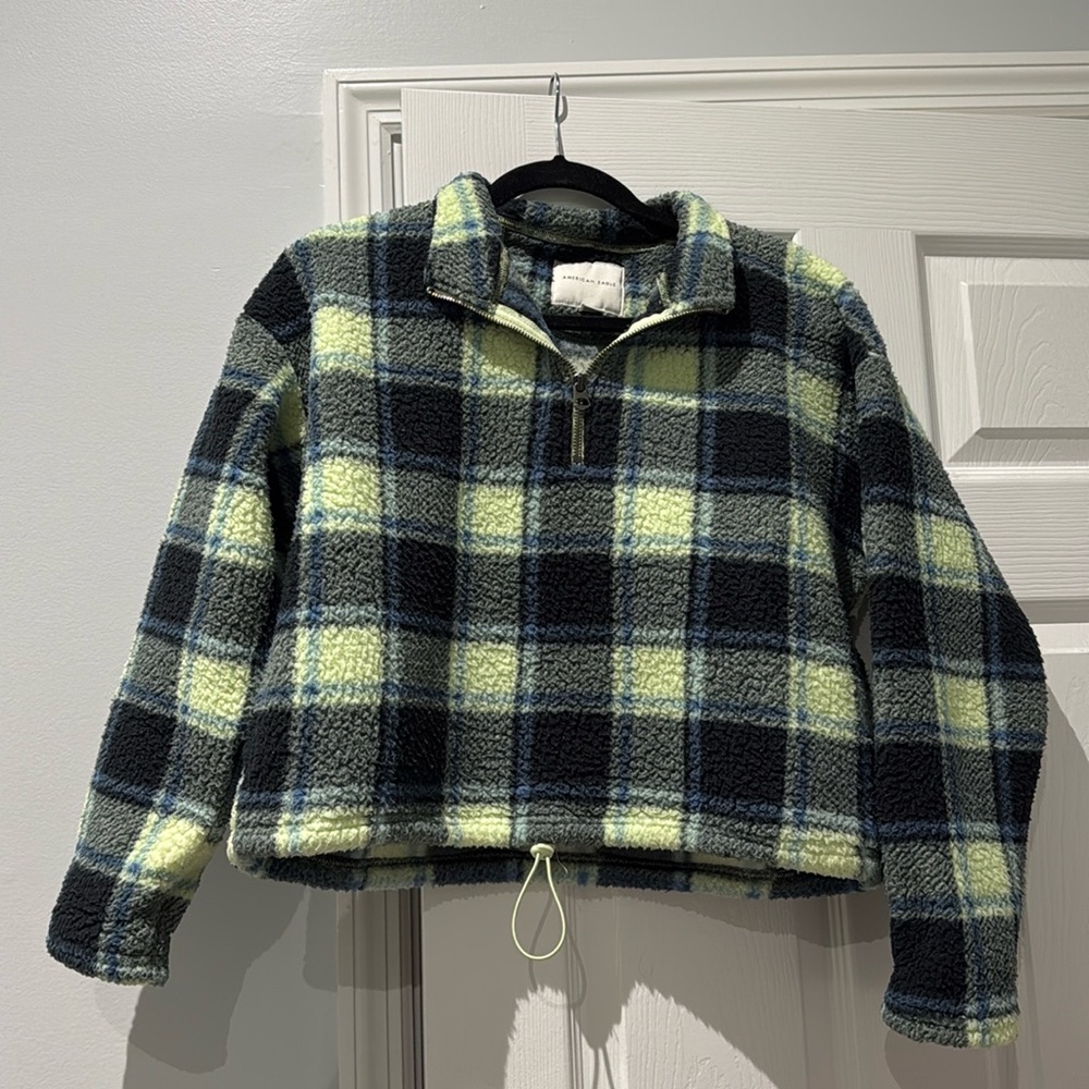 American Eagle Crop Sherpa Quarter Zip